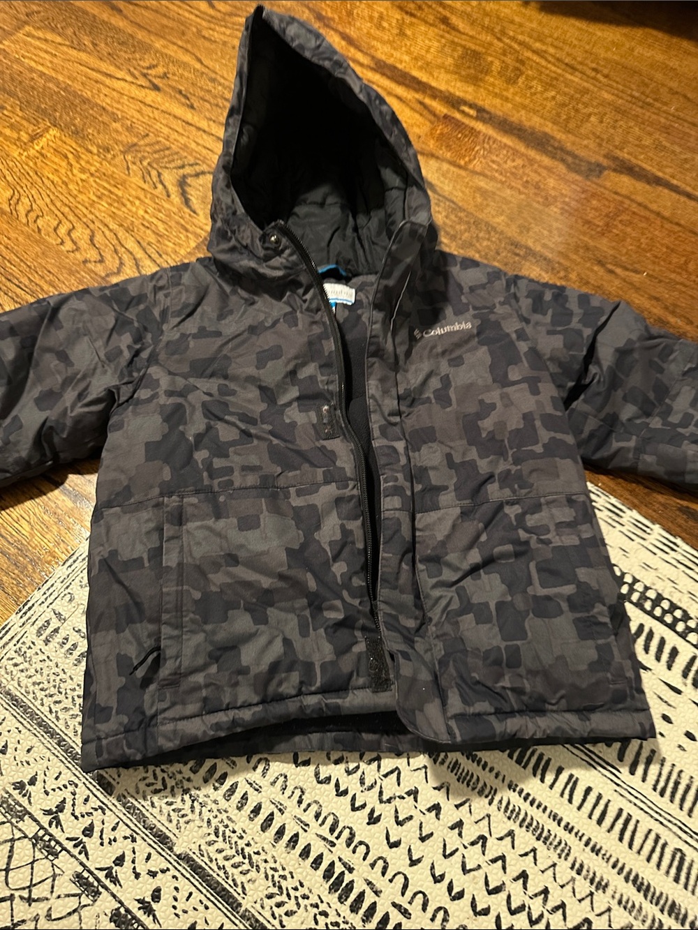 Columbia Boys' Black & Gray Camo Hooded Puffer Jacket